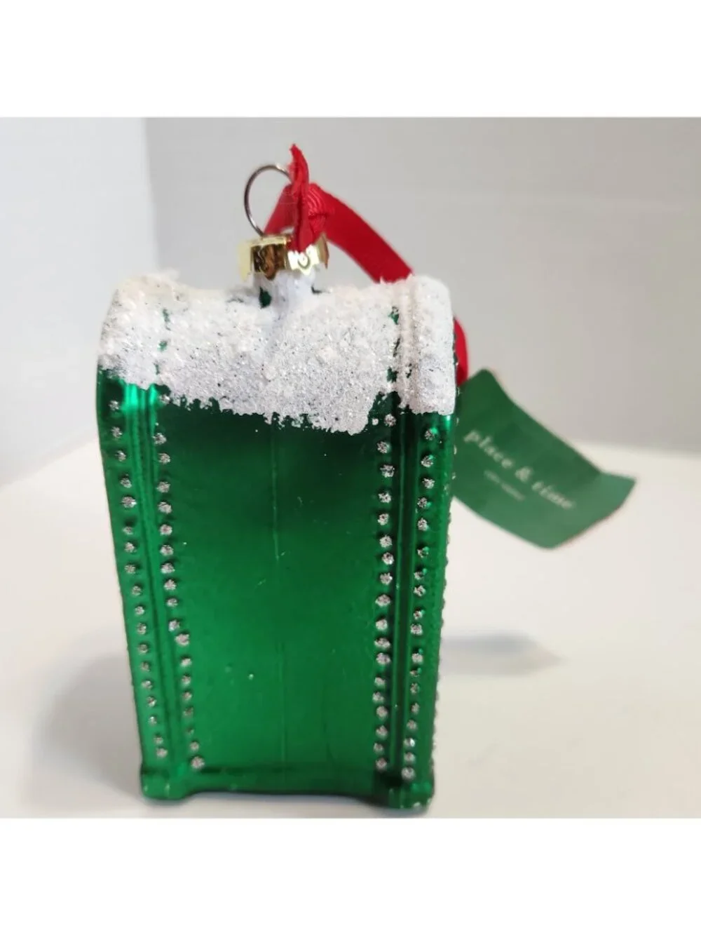 Place and Time Jo-Anne Fabrics Ceramics Green and White Mail Box - New